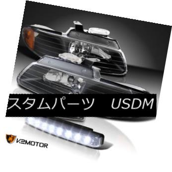 ヘッドライト 96-00 Caravan Town & Country Voyager Black Headlights+8-LED Bumper DRL Lamps 96-00キャラバンタウン＆amp; カントリーヴォイジャーブラックヘッドライト+ 8-L EDバンパーDRLランプ 【並行輸入品】