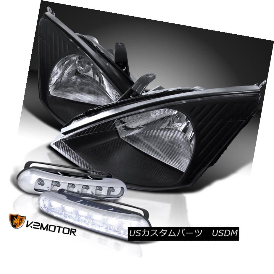 ヘッドライト 2000-2004 Ford Focus Black Diamond Headlights Head Lamps+LED DRL Fog Lamps 2000-2004フォードフォーカスブラックダイヤモンドヘッドライトヘッドランプ+ LED DRLフォグランプ 【並行輸入品】