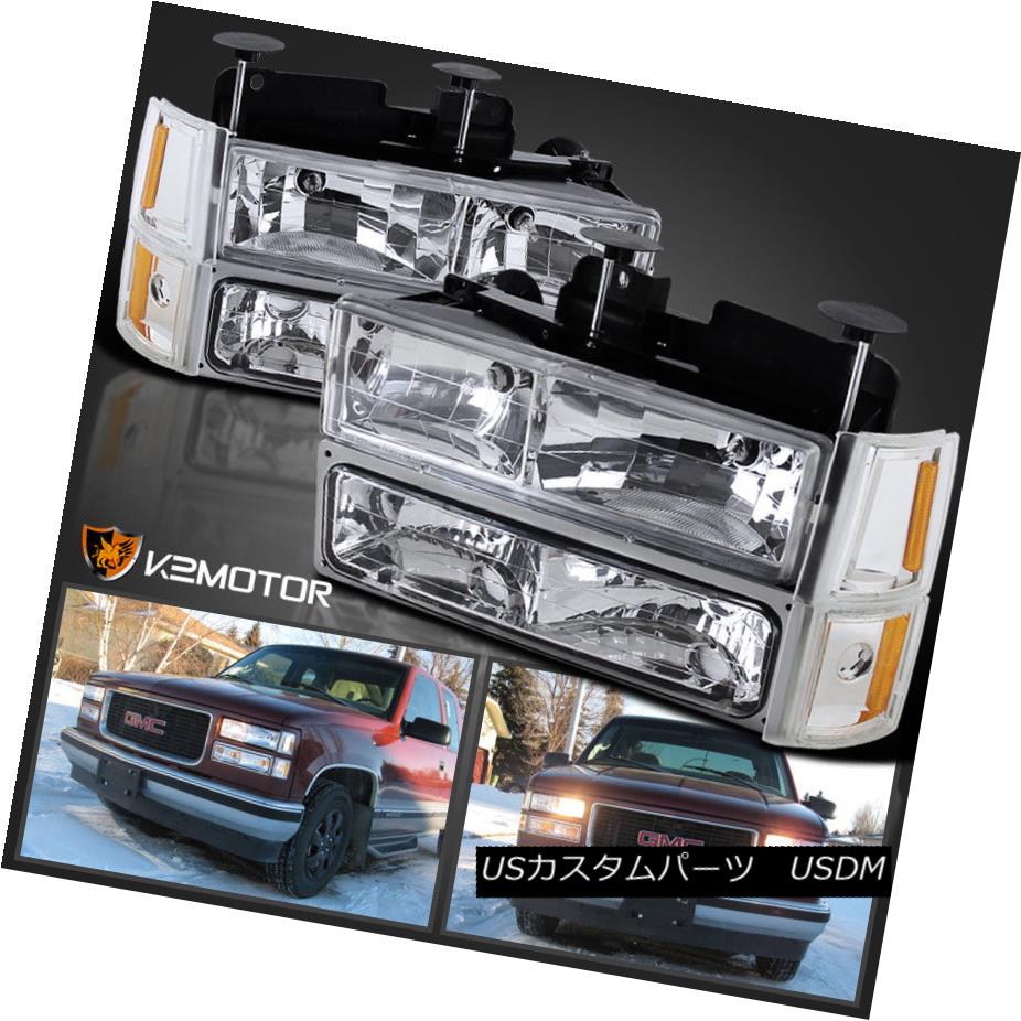 ヘッドライト 94-98 GMC C10 Sierra Suburban Chrome Headlights Bumper Corner Signal Lights 8PC 94-98 GMC C10シエラ郊外クロムヘッドライトバンパーコーナー信号ライト8PC 【並行輸入品】