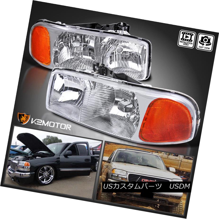 ヘッドライト 1999-2006 GMC Sierra Yukon Denali XL Crystal Clear Front Headlights Left+Right 1999-2006 GMCシエラ・ユーコンデナリXLクリスタルクリアフロントヘッドライト左+右 【並行輸入品】