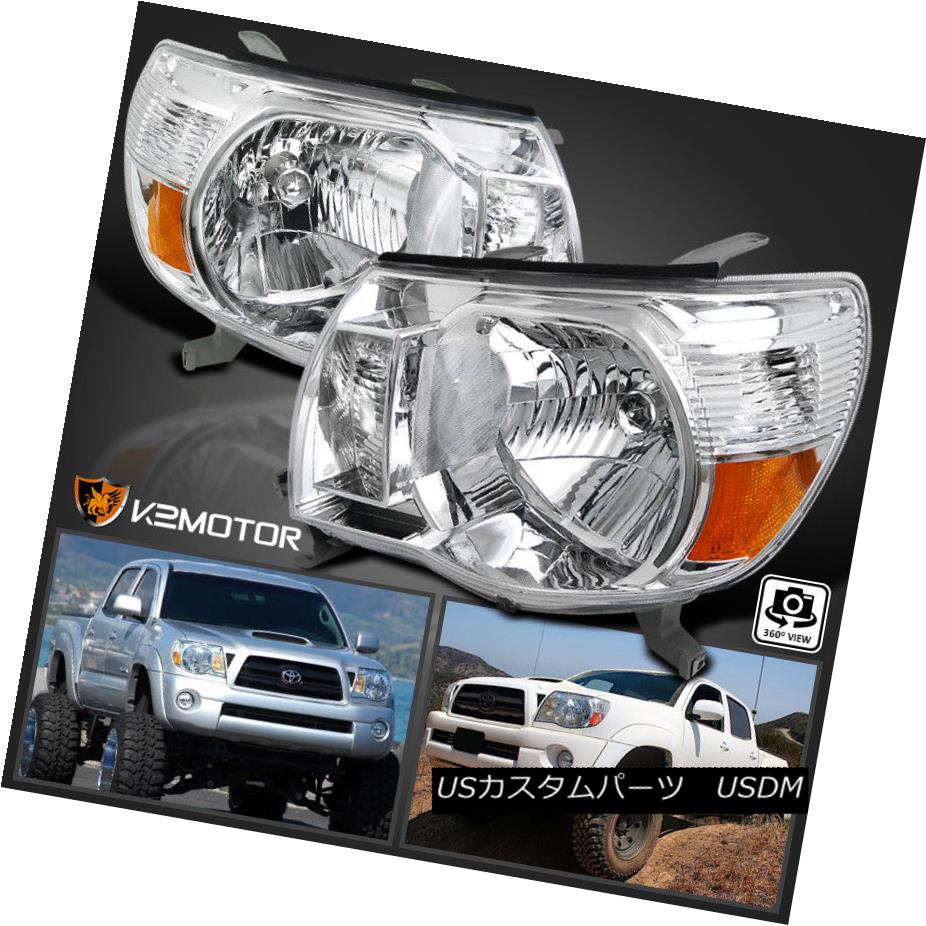ヘッドライト For 05-11 Toyota Tacoma Clear Crystal Headlights Chrome Head Lamps Left+Right 05-11トヨタタコマクリアクリスタルヘッドライトクロームヘッドランプ左+右 【並行輸入品】