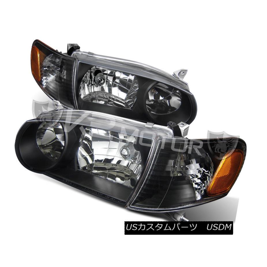 ヘッドライト Fit Depo 01-02 Corolla Diamond Black Headlights w/ Corner Signal Lamps フィットデポ01-02コーラダイヤモンドブラックヘッドライト/コーナー信号ランプ 【並行輸入品】