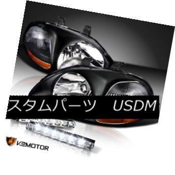 ヘッドライト For 1996-1998 Honda Civic JDM Black Crystal Headlights+6-LED Bumper DRL 1996-1998ホンダシビックJDMブラッククリスタルヘッドライト+ 6-L EDバンパーDRL 【並行輸入品】 31,103円