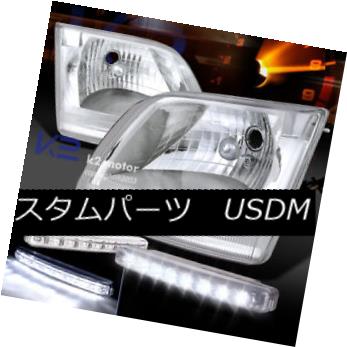 ヘッドライト 97-03 Ford F150 Expedition Chrome Crystal Headlights+8-LED Bumper Fog Lamp DRL 97-03フォードF150遠征クロムクリスタルヘッドライト+ 8-L EDバンパーフォグランプDRL 【並行輸入品】