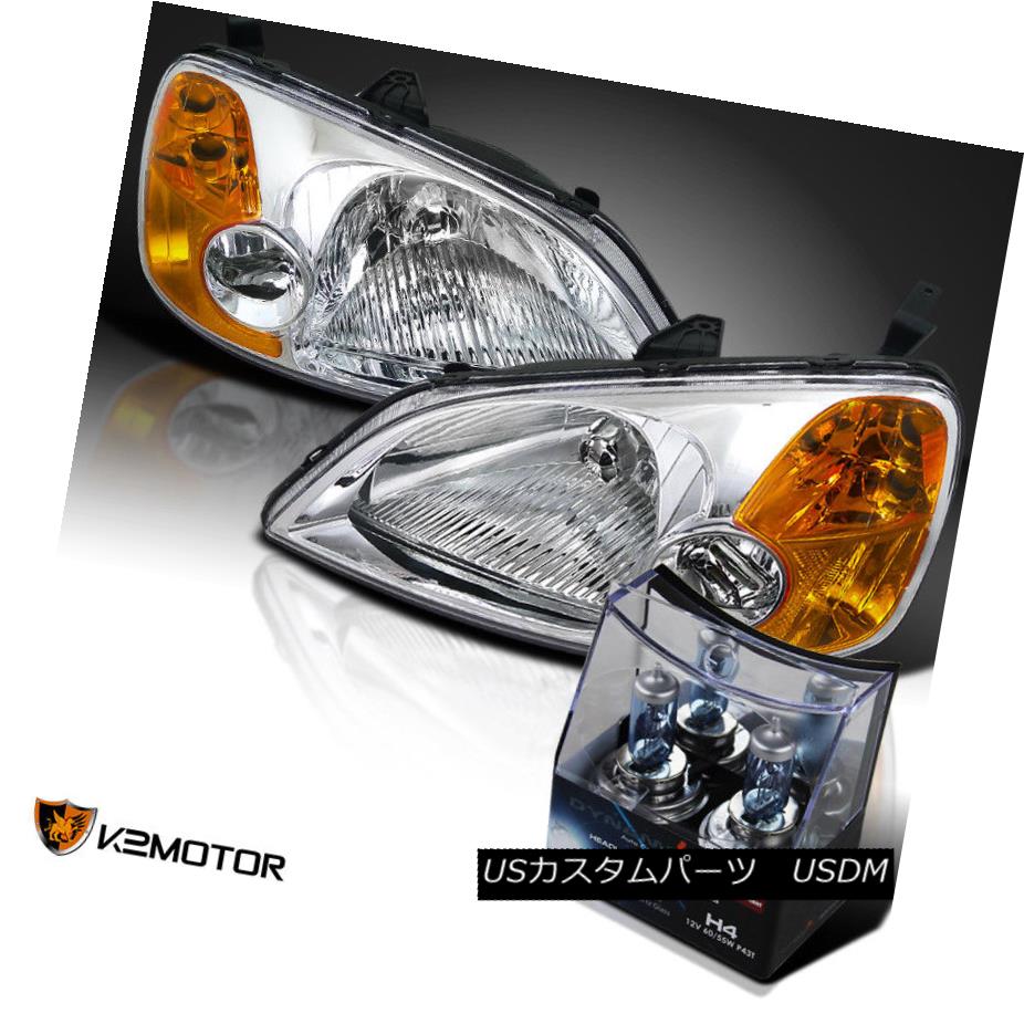 ヘッドライト For 2001-2003 Civic 2/4Dr Coupe Headlights+2x H4 9003 Halogen 4200K Light Bulbs 2001-2003シビック2 / 4Drクーペヘッドライト+ 2x H4 9003ハロゲン4200Kライトバルブ 【並行輸入品】