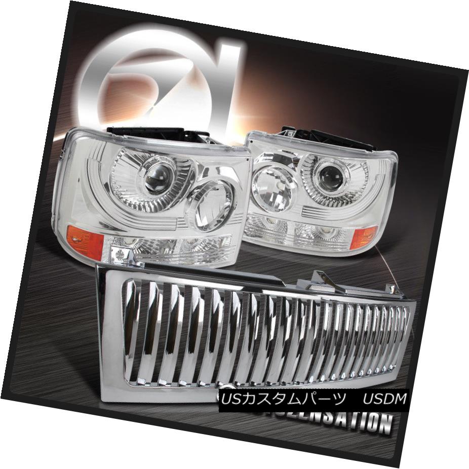驚きの値段 ライト ランプ Ver Silveradoピックアップトラッククロームプロジェクターヘッドライト 99 02 Grille Hood Headlights Vertical Projector Chrome Truck Pickup Silverado 99 02 ヘッドライト Tical Grille Hood Olcfoods Com