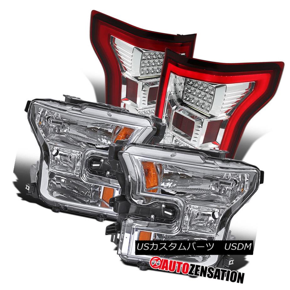 ヘッドライト Ford 15-17 F150 Truck Clear Headlights+Clear/Red LED Tail Lamps Replacement Pair フォード15-17 F150トラッククリアヘッドライト+ Cle ar / Red LEDテールランプ交換ペア 【並行輸入品】｜カスタムパーツ WORLD倉庫