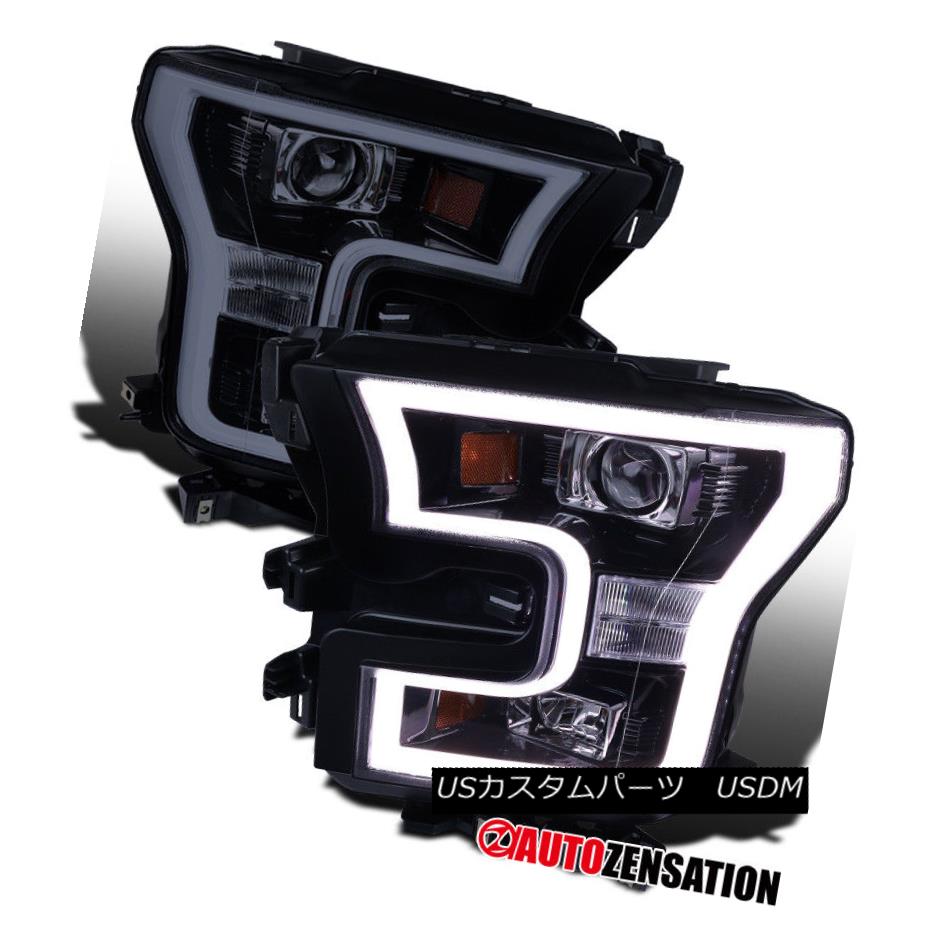 ヘッドライト LED Light Bar Smoke Lens Projector Headlights For 2015-2017 Ford F150 2015-2017フォードF150用LEDライトバー煙霧レンズプロジェクターヘッドライト 【並行輸入品】