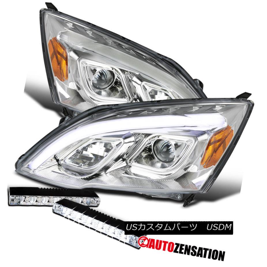 ヘッドライト For 07-11 Honda CR-V CRV Clear LED DRL Projector Headlights+6-LED Fog Lamps Pair 07-11ホンダCR-V CRVクリアLED DRLプロジェクターヘッドライト+ 6-L EDフォグランプペア 【並行輸入品】