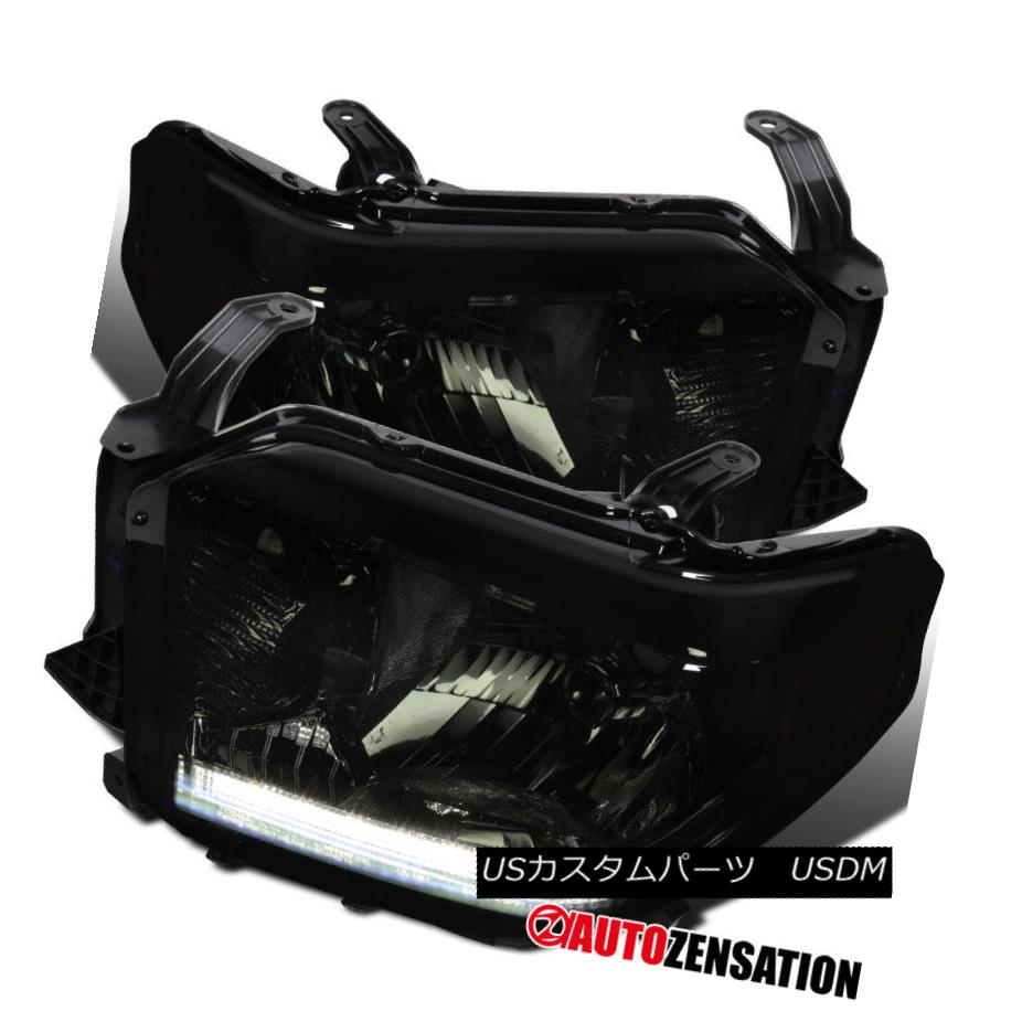ヘッドライト For 14-17 Toyota Tundra Pickup Chrome Smoke LED Bar Headlights Lamps Left+Right 14-17トヨタトンドラピックアップ用クロームスモークLEDバーヘッドライトランプ左+右 【並行輸入品】