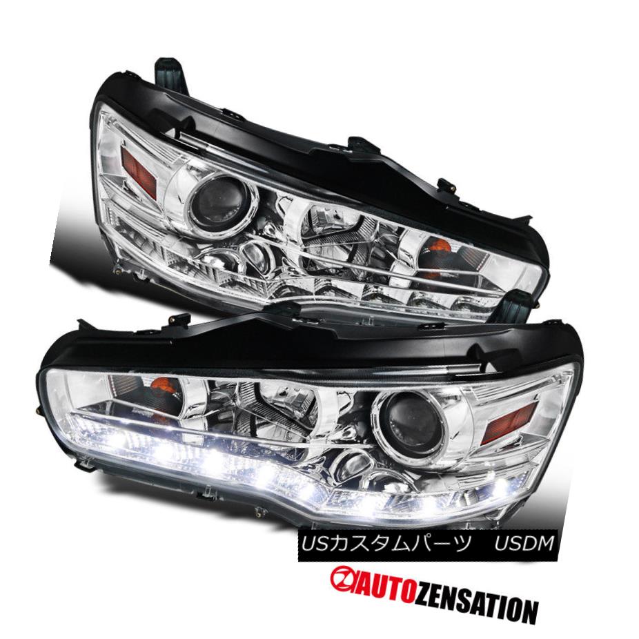 ヘッドライト 08-15 Mitsubishi Lancer EVO 10 Chrome R8 LED Strip Projector Headlights 08-15三菱ランサーEVO 10クロームR8 LEDストリッププロジェクターヘッドライト 【並行輸入品】