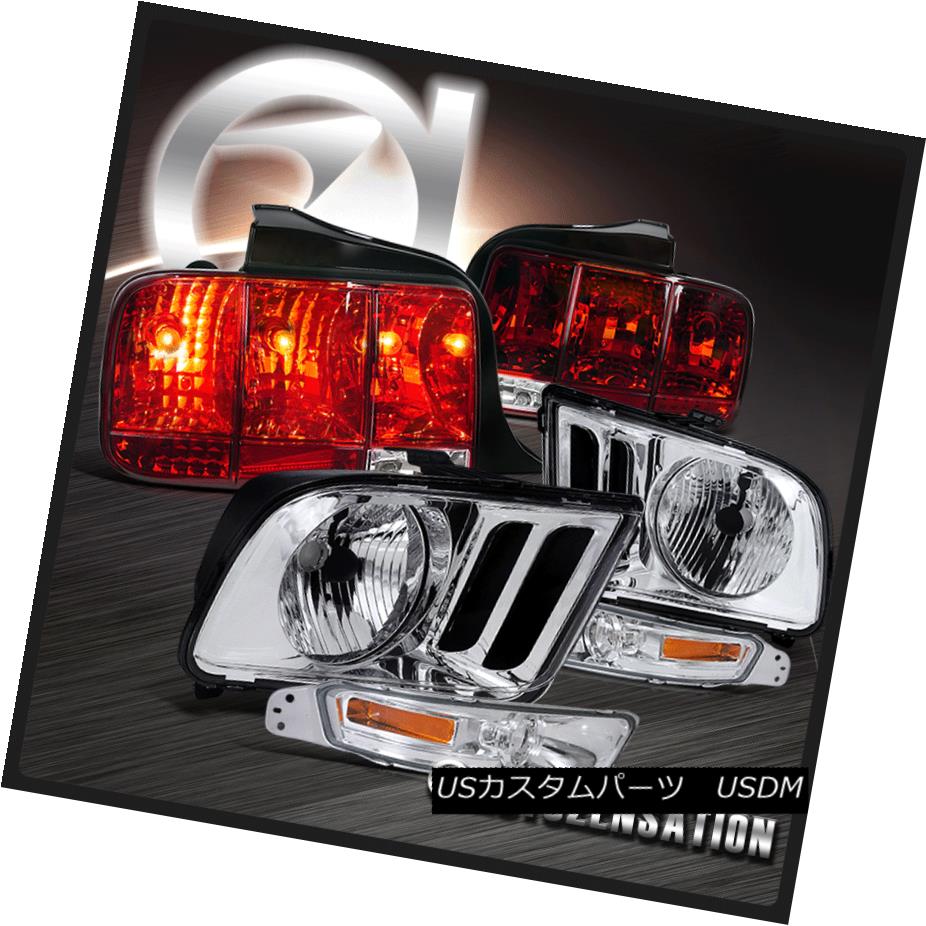 ヘッドライト 2005-2009 Ford Mustang Chrome Clear Headlights+Bumper Lamps+Red Tail Lights 2005-2009 Ford Mustangクロームクリアヘッドライト+バーン ランプ/レッドテールライト 【並行輸入品】