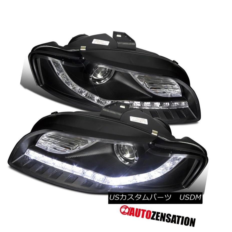 ヘッドライト For 06-08 Audi A4 Black R8 Style DRL Daytime Running LED Projector Headlights 06-08アウディA4ブラックR8スタイルDRLデイタイムランニングLEDプロジェクターヘッドライト 【並行輸入品】