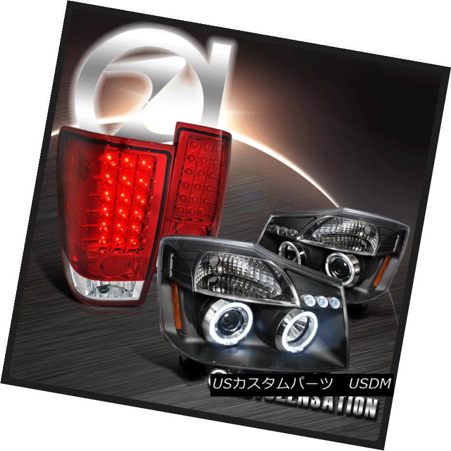 ライト ランプ オンラインショップ ヘッドライト For 日産タイタンブラックハローledプロジェクターヘッドライト レッドledテールランプ Lamp Tail Led Headlights Red Projector Led Halo Black Titan Nissan 04 13 Kwakuku Com