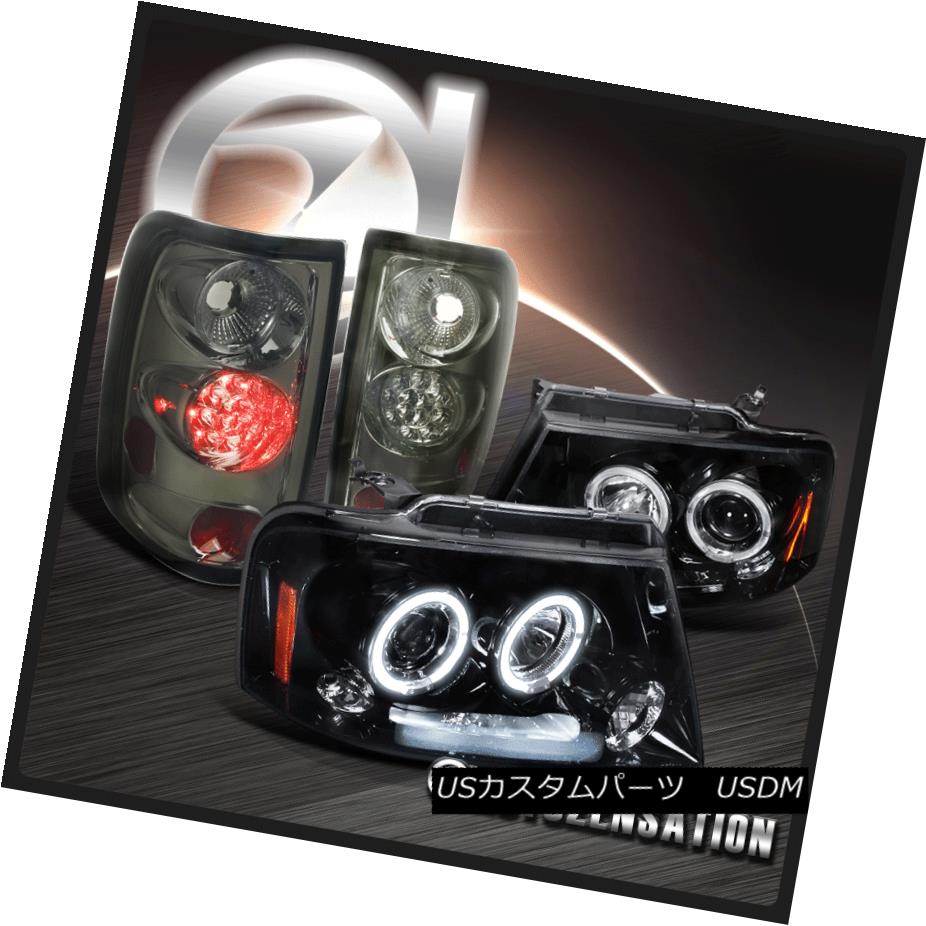 ヘッドライト 2004-2008 F150 Stlyeside Smoke Dual Halo LED Projector Headlights+LED Tail Lamps 2004-2008 F150 Styleside SmokeデュアルHalo LEDプロジェクターヘッドライト+ LEDテールランプ 【並行輸入品】