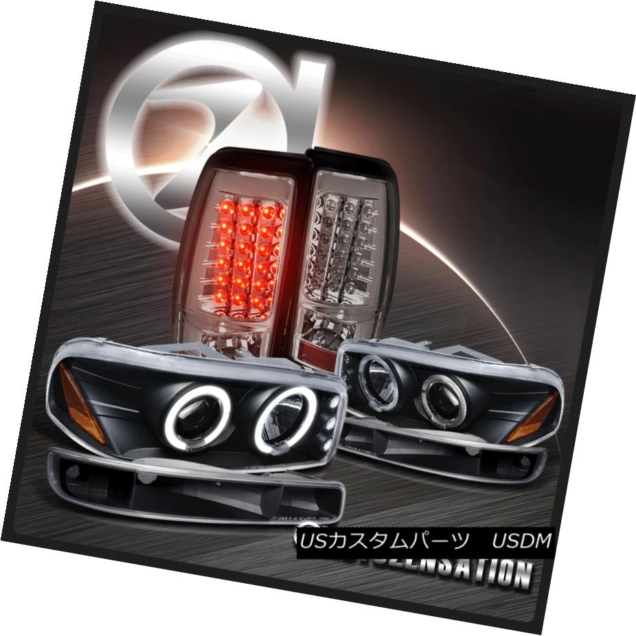 ヘッドライト 99-03 GMC Sierra Black Halo Projector Headlights+Bumper+Smoke LED Tail Lights 99-03 GMC Sierra Black Haloプロジェクターヘッドライト+ Bum + Smoke LEDテールライト 【並行輸入品】
