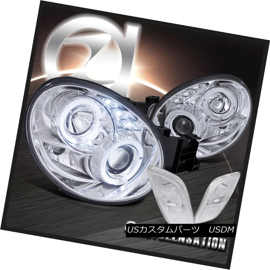 ヘッドライト Fit 02-03 Impreza WRX Chrome LED Halo Projector Headlight w/ Corner Side Marker フィット02-03インプレッサWRXクロームLEDハロープロジェクターヘッドライト/コーナーサイドマーカー 【並行輸入品】