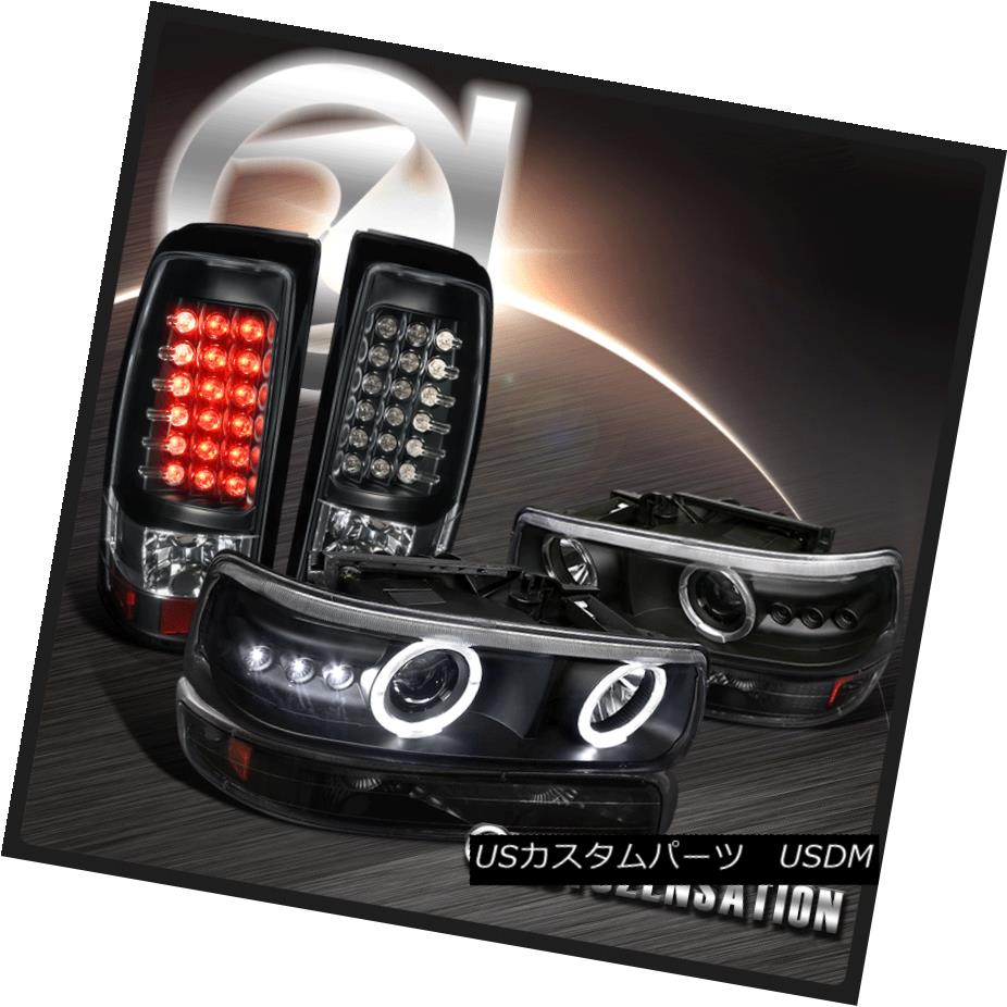 ヘッドライト 99-02 Silverado Black Clear Dual Halo Projector Head Bumper Lights+LED Tail Lamp 99-02 Silveradoブラッククリアデュアルハロープロジェクターヘッドバンパーライト+ LEDテールランプ 【並行輸入品】