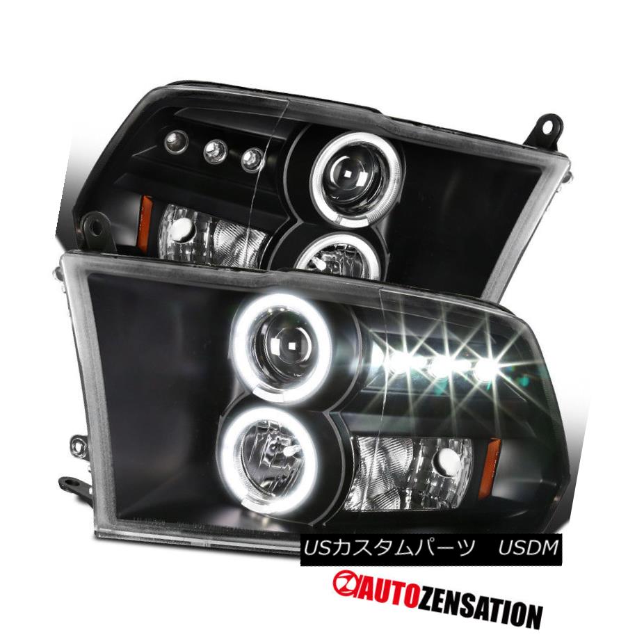 ヘッドライト 09-17 Dodge Ram Truck Black LED DRL Halo Projector Headlights 09 - 17ダッジラムトラックブラックLED DRLハロープロジェクターヘッドライト 【並行輸入品】