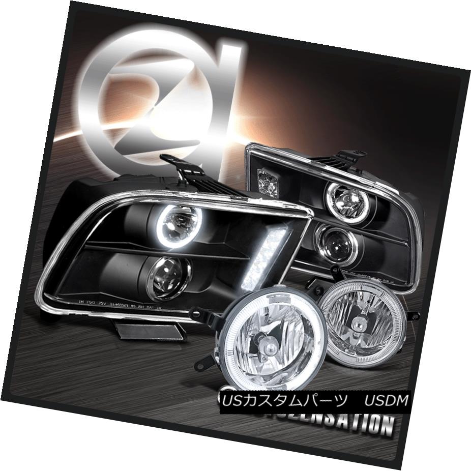 ヘッドライト 05-09 Ford Mustang GT Black LED DRL Projector Headlights+Clear Halo Fog Lamps 05-09 Ford Mustang GTブラックLED DRLプロジェクターヘッドライト+ Cle ar Halo Fog Lamps 【並行輸入品】