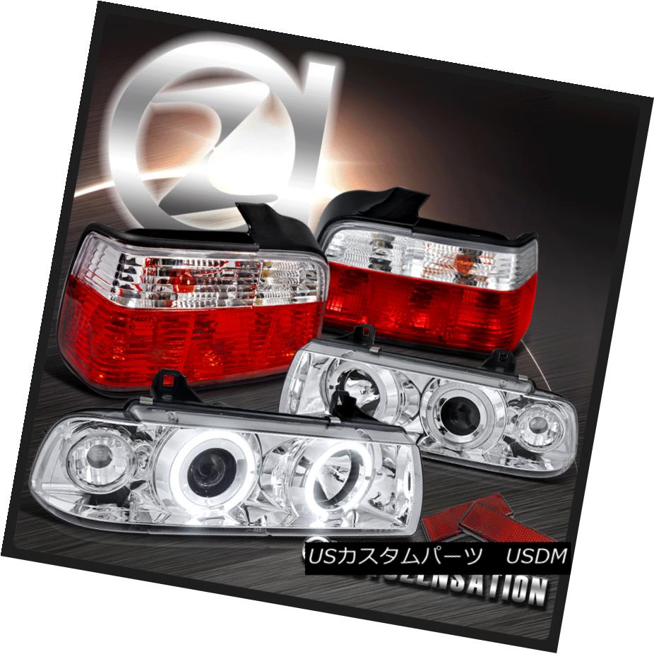 ヘッドライト 92-98 BMW E36 3-Series 4Dr Chrome Halo Projector Headlights+Red/Clear Tail Lamps 92-98 BMW E36 3シリーズ4Drクロームハロープロジェクターヘッドライト+レッド /クリアテールランプ 【並行輸入品】