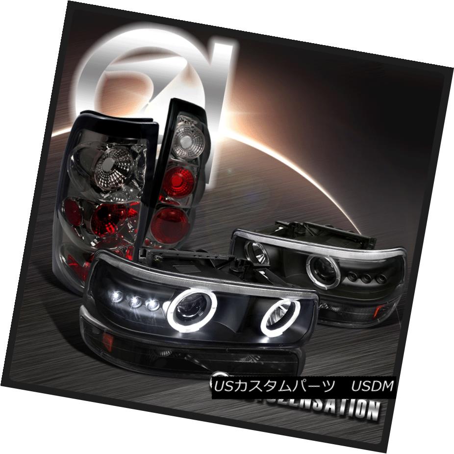 ヘッドライト 99-02 Silverado Black LED Halo Projector Head Bumper Lights+Smoke Tail Lamp 99-02 Silverado Black LEDハロープロジェクターヘッドバンパーライト+煙テールランプ 【並行輸入品】