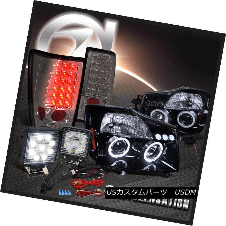 ヘッドライト Fit 04-13 Titan Glossy Black Halo Projector Headlight+Tail Lamp+9-Led Work Lamps フィット04-13タイタングロッシーブラックハロープロジェクターヘッドライト+テールランプ+ 9-Ledワークランプ 【並行輸入品】