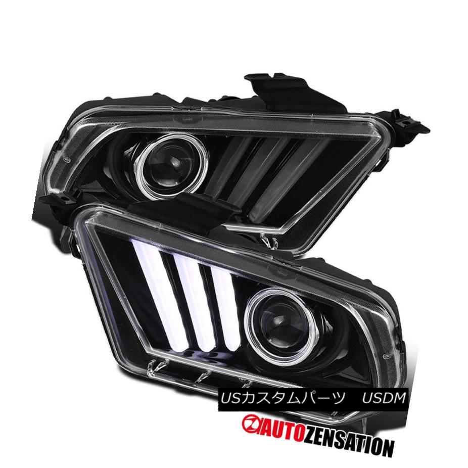 ヘッドライト 10-14 Mustang Slick Black Projector Headlights w/Sequential LED DRL Turn Light 10-14ムスタングスリックブラックプロジェクターヘッドライト（シーケンシャルLED付）DRLターンライト 【並行輸入品】