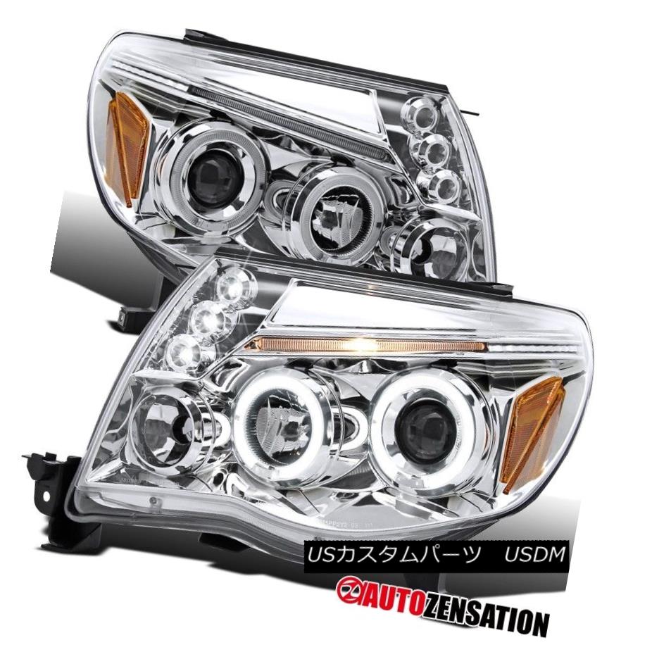 ヘッドライト For 05-11 Toyota Tacoma Chrome Clear Dual Halo LED Projector Headlights 05-11トヨタタコマクロームクリアデュアルハローLEDプロジェクターヘッドライト用 【並行輸入品】