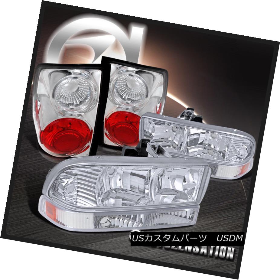 ヘッドライト 1998-2004 Chevy S10 Pickup Chrome Crystal Headlights+Bumper Lamps+Tail Lights 1998-2004シボレーS10ピックアップクロームクリスタルヘッドライト+バーン 、ランプ+テールライト 【並行輸入品】