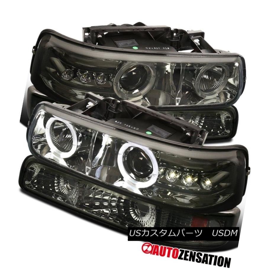 ヘッドライト 99-02 Silverado 00-06 Tahoe Suburban LED Projector Smoke Headlights+Bumper Lamps 99-02 Silverado 00-06 Tahoe郊外型LEDプロジェクタースモークヘッドライト+バーン /ランプ 【並行輸入品】