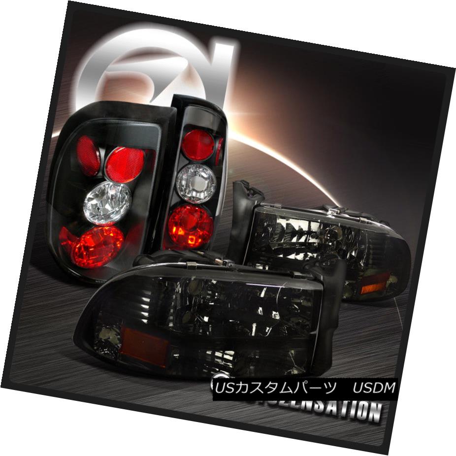 ヘッドライト Dodge 97-04 Dakota Euro Crystal Smoke Headlights+Black Rear Tail Brake Lights ドッジ97-04ダコタユーロクリスタルスモークヘッドライト+ Bla ckリアテールブレーキライト 【並行輸入品】