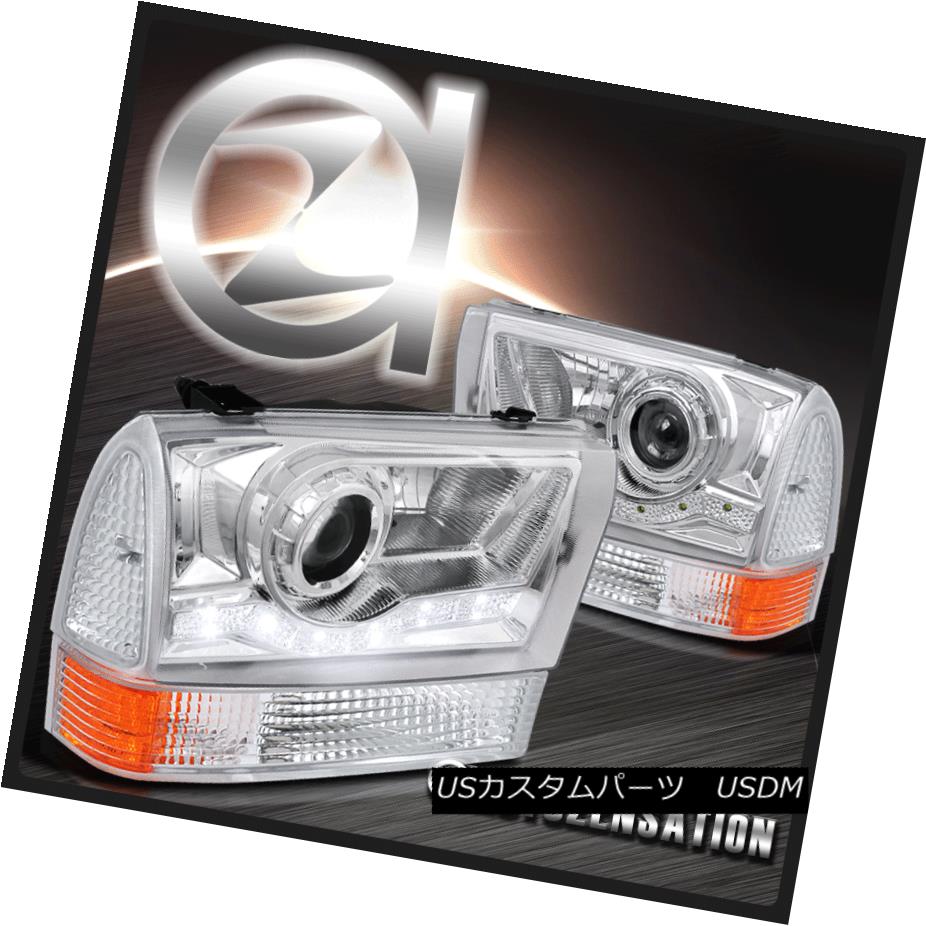 ヘッドライト 99-04 F250 F350 F450 Excursion Chrome SMD LED Projector Headlights+Corner Lamps 99-04 F250 F350 F450エクスカーション・クロムSMD LEDプロジェクター・ヘッドライト+コーナー nerランプ 【並行輸入品】