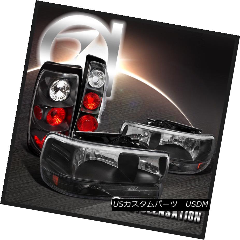 ヘッドライト 99-02 Chevy Silverado Fleetside Black Headlights+Bumper Lamps+Tail Lights 99-02 Chevy Silverado Fleetsideブラックヘッドライト+バーン 1ランプ+テールライト 【並行輸入品】