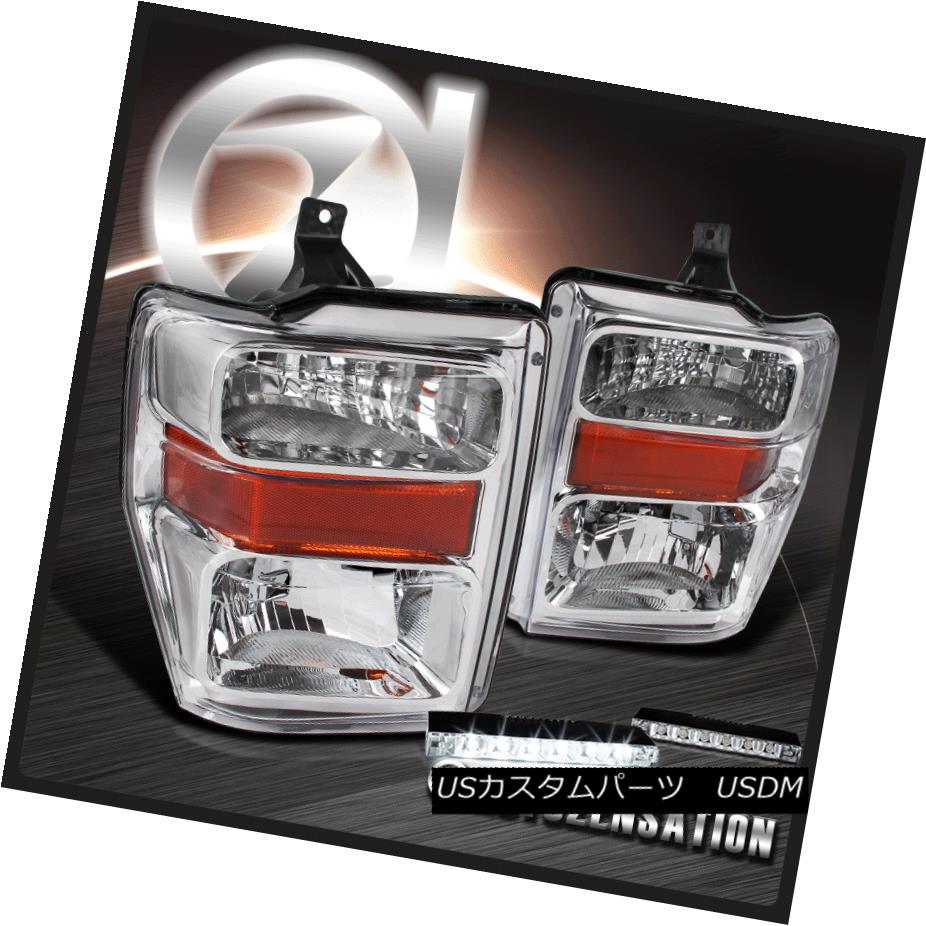 ヘッドライト 2008-2010 Super Duty F250 F350 F450 Chrome Headlights +6-LED Bumper Fog DRL 2008-2010スーパーデューティF250 F350 F450クロームヘッドライト+ 6 LEDバンパーフォグDRL 【並行輸入品】
