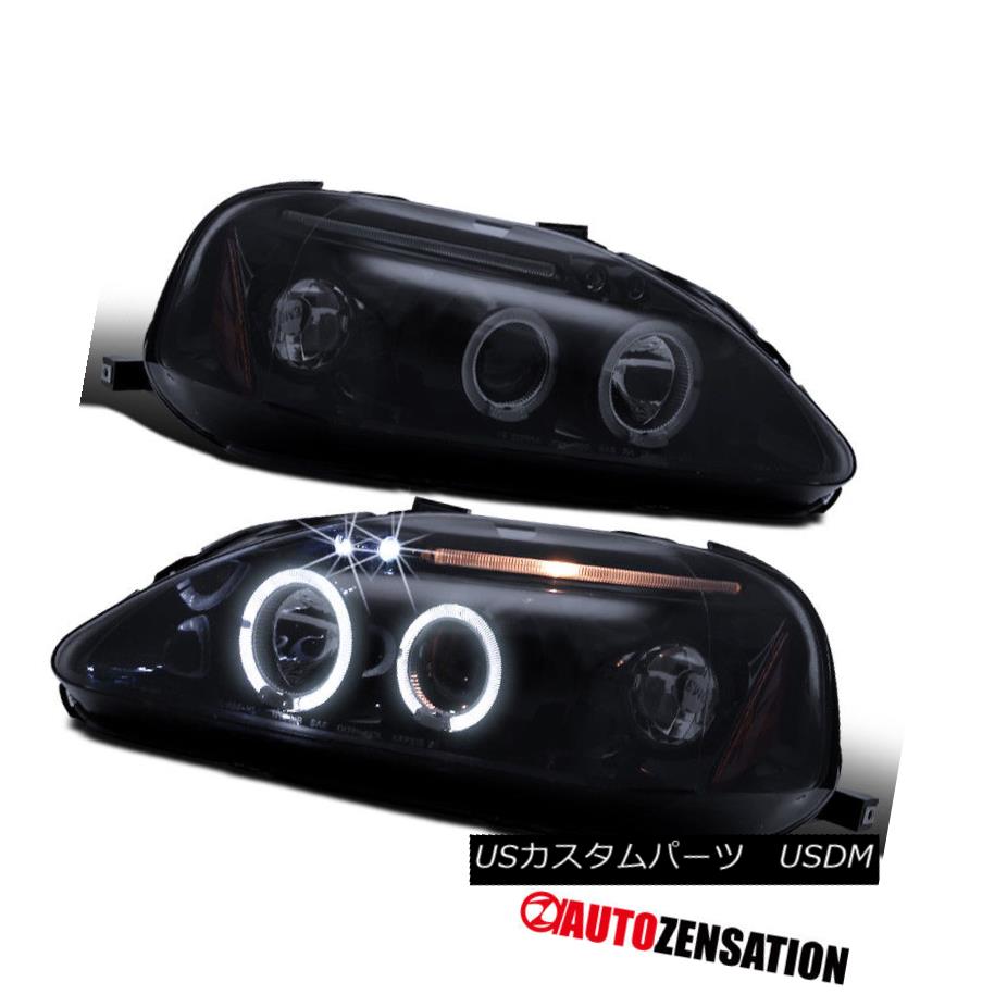 ヘッドライト Fit 99-00 Honda Civic [Glossy Black] LED DRL Halo Projector Headlights フィット99-00ホンダシビック[光沢のある黒] LED DRLハロープロジェクターヘッドライト 【並行輸入品】