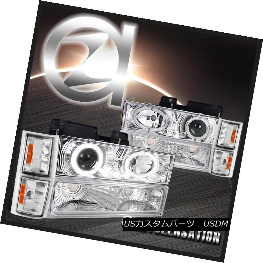 ヘッドライト 94-98 Chevy C10 C/K Pickup Chrome Halo Projector Headlights+Corner Bumper Lamps 94-98 Chevy C10 C / Kピックアップクロームハロープロジェクターヘッドライト+ Cor nerバンパーランプ 【並行輸入品】 38,396円