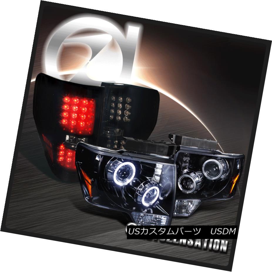 ヘッドライト 2009-2014 Ford F150 Glossy Black/Smoke Projector Halo LED Headlight+Tail Light 2009-2014 Ford F150 Glossyブラック/スモークプロジェクターHalo LEDヘッドライト+テールライト 【並行輸入品】