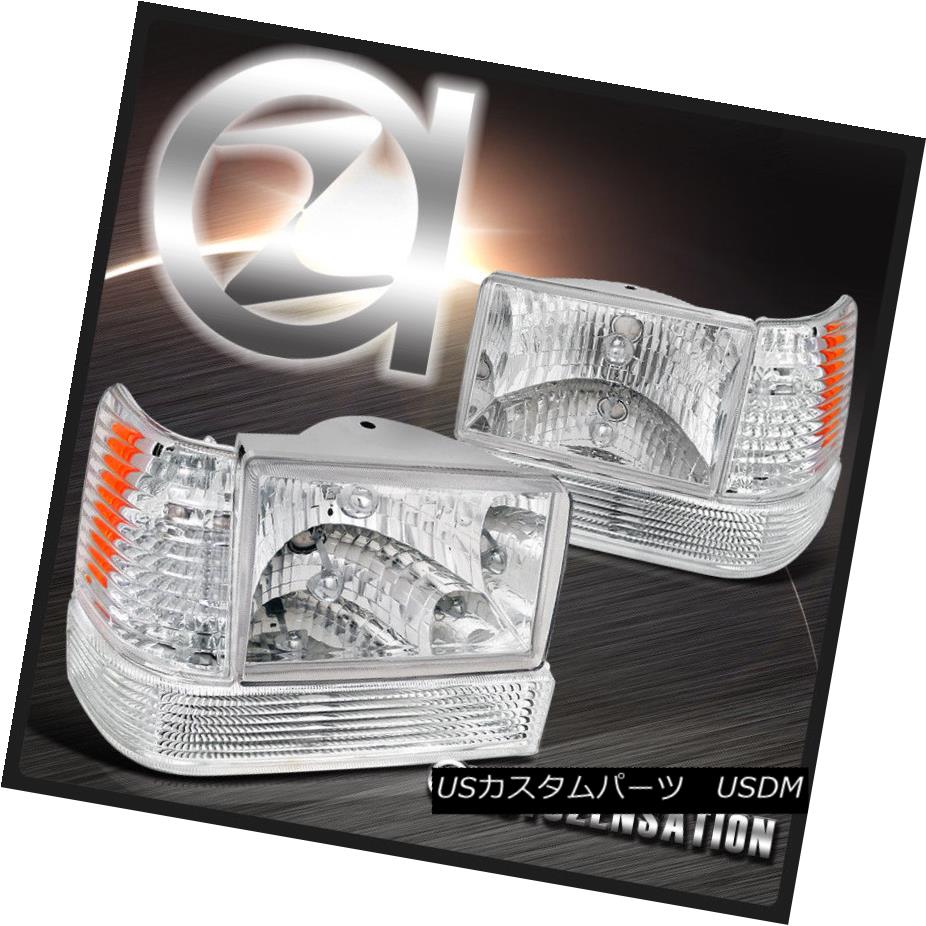 ヘッドライト 1993-1996 Jeep Grand Cherokee Crystal Headlight+Bumper Corner Light W/ Reflector 1993-1996ジープグランドチェロキークリスタルヘッドライト+バンプ コーナーライトW /リフレクター 【並行輸入品】