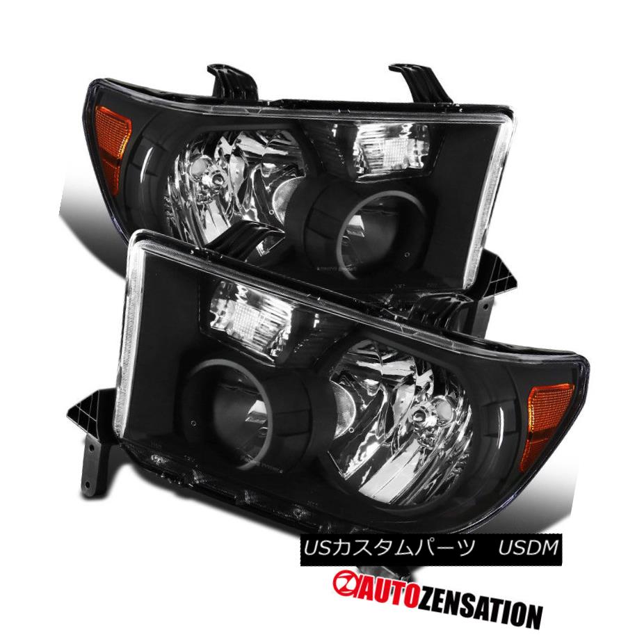 ヘッドランプ For 07 13 Toyota Tundra 08 14 Sequoia Black Amber Diamond Headlights Pair 07 13トヨタトンドラ08 14セコイアブラックアンバーダイヤモンドヘッドライトペア Onpointchiro Com