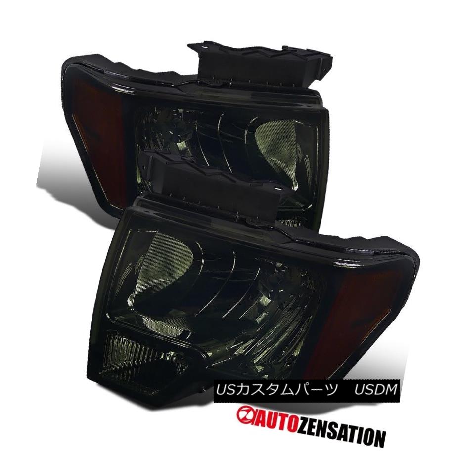 ヘッドライト 09-14 Ford F150 Truck Smoke Tinted Crystal Headlights Left+Right 09-14フォードF150トラックスモーククリスタルヘッドライト左+右 【並行輸入品】