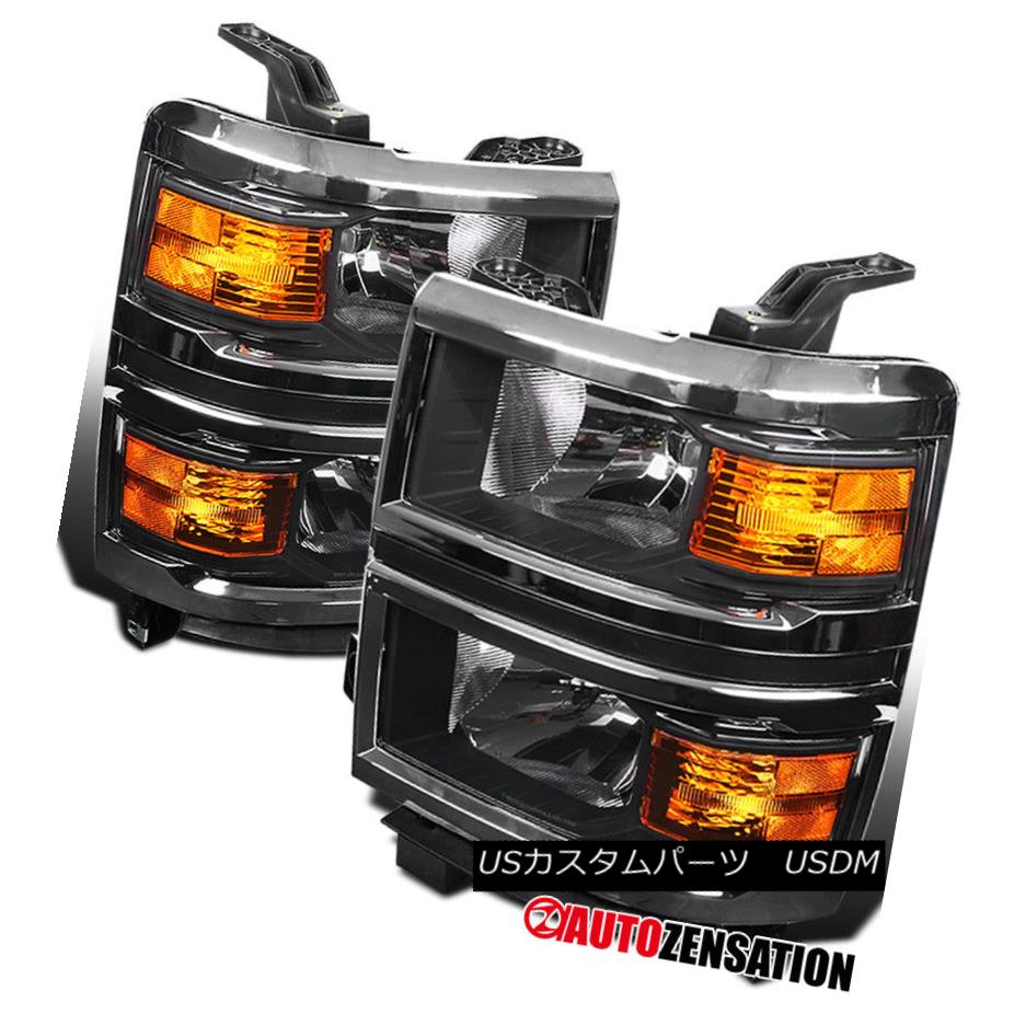 ヘッドライト 2014-2015 Chevy Silverado 1500 Pickup Black Headlights Corner Signal Lamps Pair 2014-2015 Chevy Silverado 1500ピックアップブラックヘッドライトコーナー信号ランプペア 【並行輸入品】