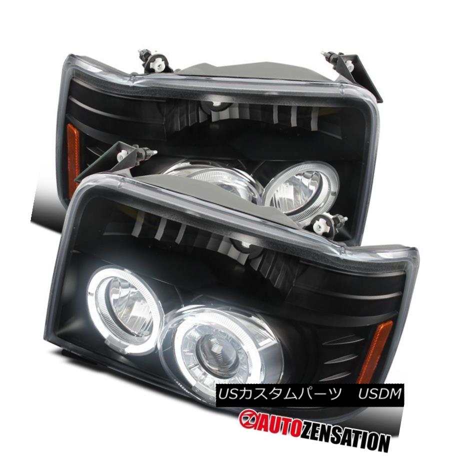 ヘッドライト 92-96 Frod F150/250/350 Bronco Black Dual Halo Projector Headlights 92-96 Ford F150 / 250/350ブロンコブラックデュアルヘイロープロジェクターヘッドライト 【並行輸入品】