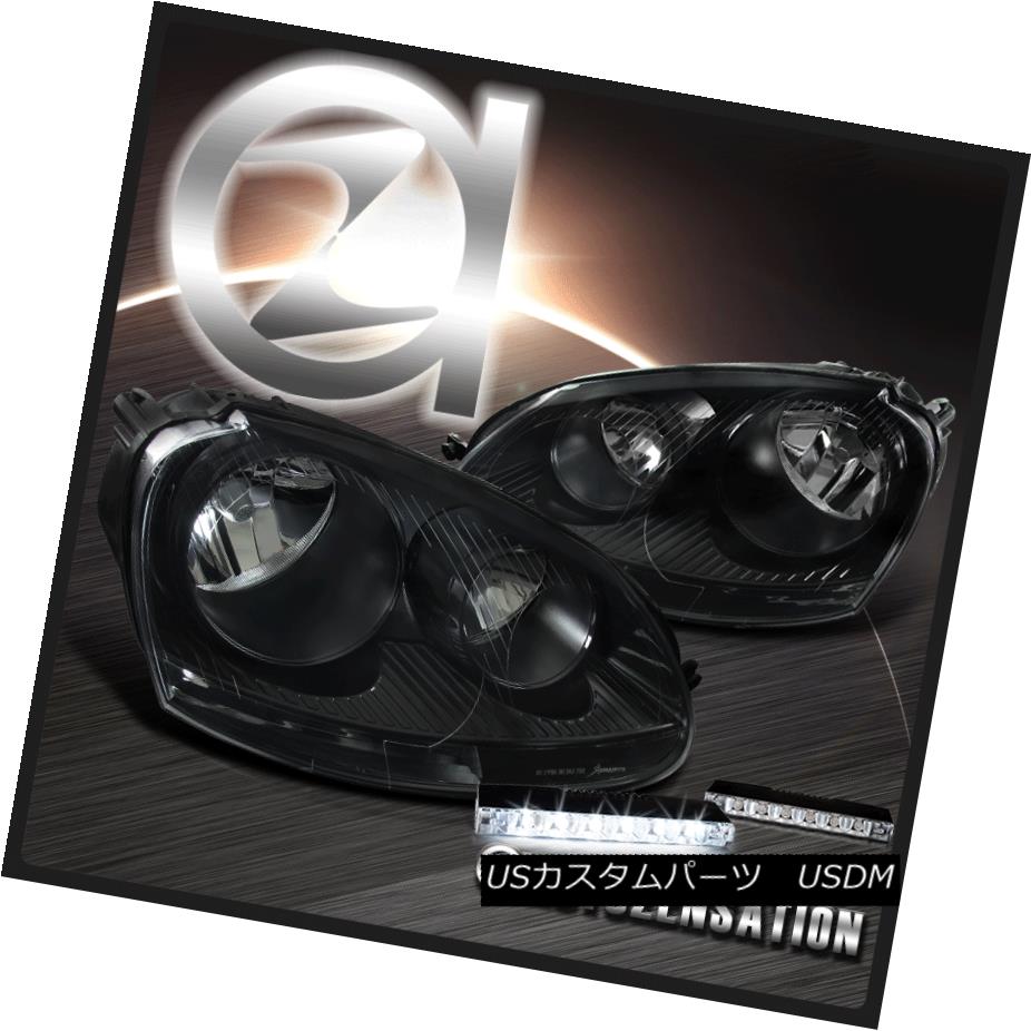 ヘッドライト For VW 05-10 Jetta 06-09 Golf Rabbit Black Clear Headlight+6-LED Bumper Fog Lamp VW 05-10ジェッタ06-09ゴルフラビットブラッククリアヘッドライト+ 6-LE Dバンパーフォグランプ 【並行輸入品】