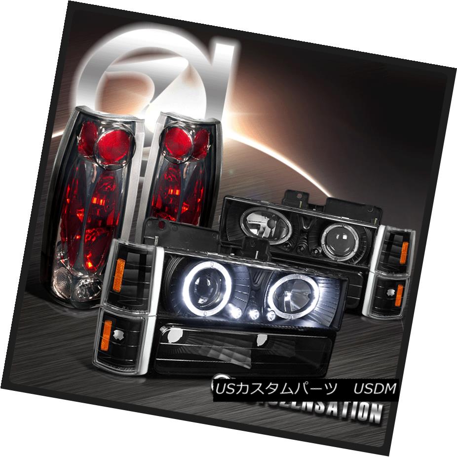 ヘッドライト 94-98 GMC Sierra 1500 2500 Black Halo LED Projector Headlights+Smoke Tail Lamps 94-98 GMC Sierra 1500 2500ブラックハローLEDプロジェクターヘッドライト+スモーキー keテールランプ 【並行輸入品】