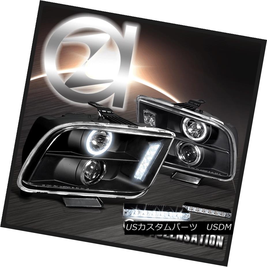 ヘッドライト 2005-2009 Ford Mustang Black Halo Projector Headlights+LED Bumper Fog DRL Lamps 2005-2009フォードマスタングブラックハロープロジェクターヘッドライト+ LEDバンパーフォグDRLランプ 【並行輸入品】