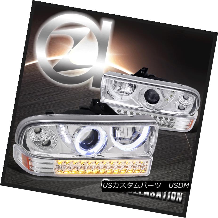 ヘッドライト 1998-2004 Chevy S10 Blazer Chrome Halo LED Projector Headlights+LED Bumper Lamps 1998-2004 Chevy S10 Blazer Chrome Halo LEDプロジェクターヘッドライト+ LEDバンパーランプ 【並行輸入品】