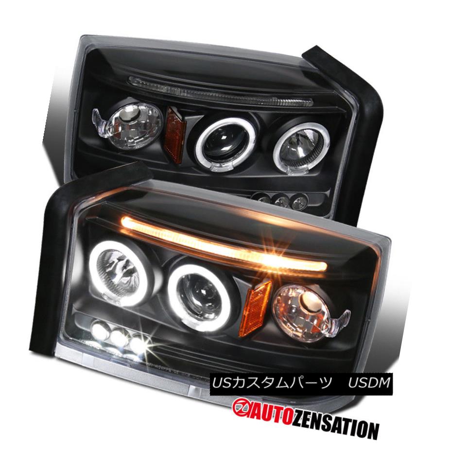 ヘッドライト 05-07 Dodge Dakota Black Halo LED DRL Projector Headlights 05-07ダッジダコタブラックハローLED DRLプロジェクターヘッドライト 【並行輸入品】