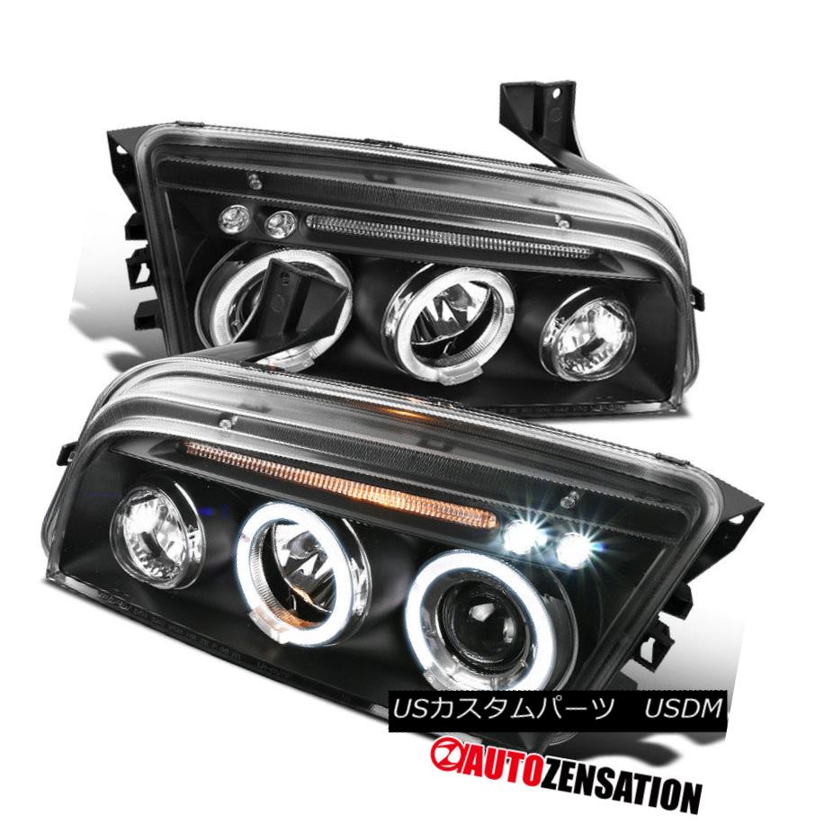 ヘッドライト 2006-2010 Dodge Charger Black Halo LED DRL Projector Headlights Head Lamps Pair 2006-2010 Dodge ChargerブラックハローLED DRLプロジェクターヘッドライトヘッドランプペア 【並行輸入品】