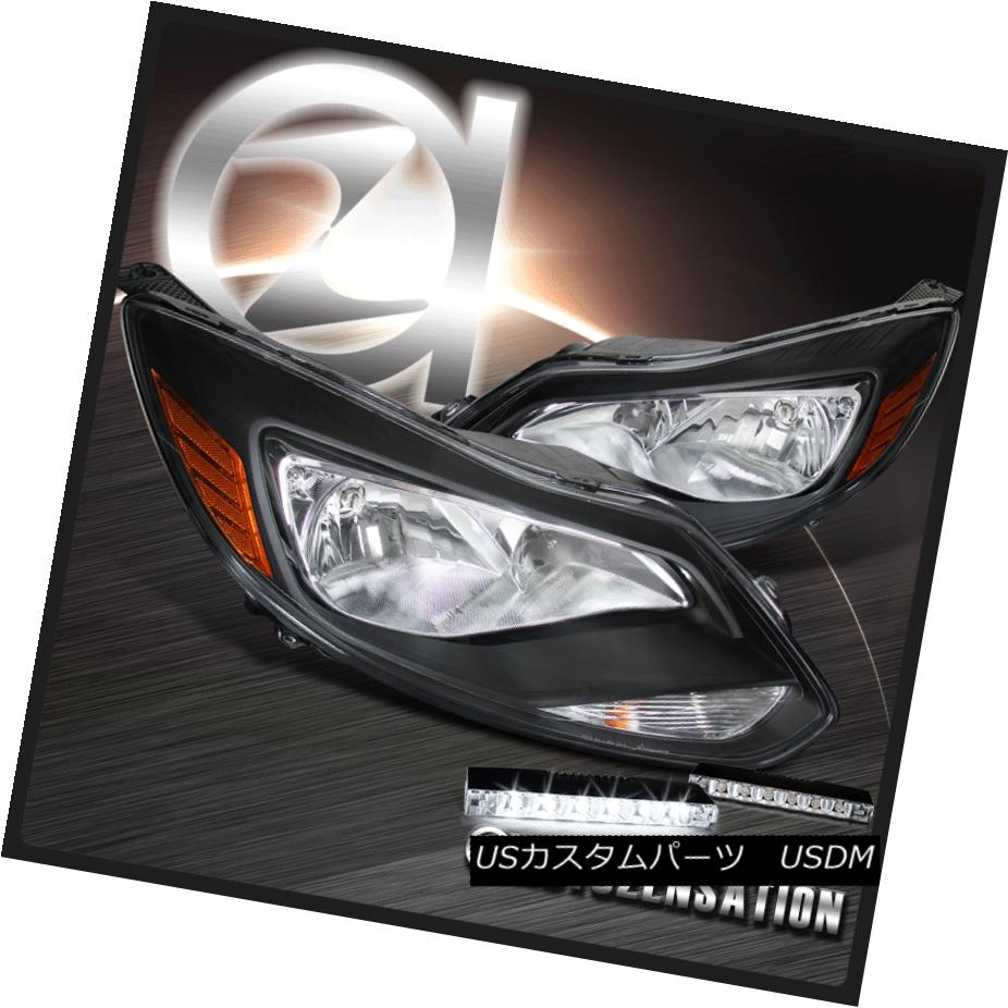 ヘッドライト 12-14 Ford Focus SE Titanium Euro Black Amber Headlights+6-LED DRL Fog Lamps 12-14フォードフォーカスSEチタンユーロブラックアンバーヘッドライト+ 6-L ED DRLフォグランプ 【並行輸入品】